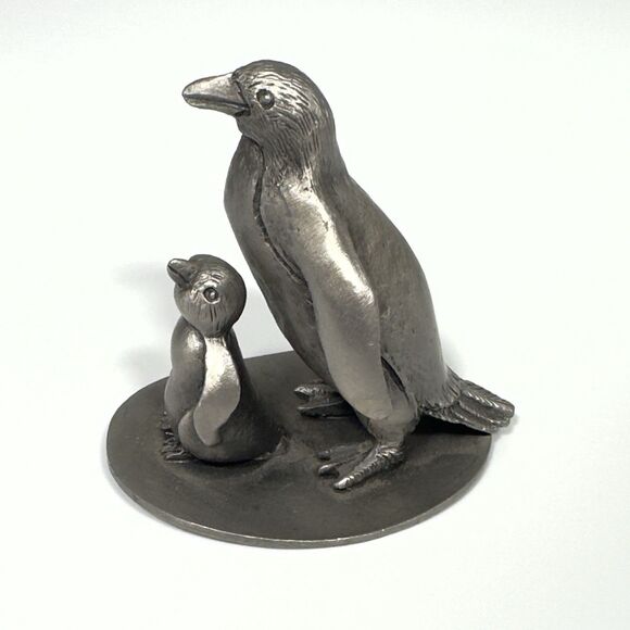 Hudson Mother and Baby Pewter Penguin Figure 1977 70s - Picture 4 of 9